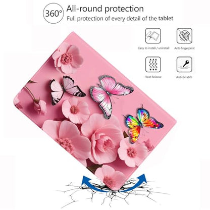 Case for Samsung Galaxy Tab S10 Lite/ S10 FE/ S9 FE 5G 10.9 Inch/ S9 11 Inch, Adjustable Stand Auto Wake/Sleep Smart Leather Cover, Butterfly Flower - color: Butterfly Flower