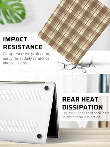 Seorsok Compatible with MacBook Air 13 Inch Case 2022 2021 2020 2019 2018 Release A1932 A2179 M1 A2337 Touch ID,Cute Brown Checkerboard Leather Plastic Hard Shell Case with Keyboard Cover,Grid Design - color: Brown checkerboard, size: Air 13 Inch