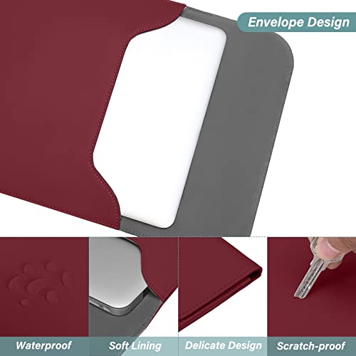 MOSISO Laptop Case 13.3 inch, 13-13.3 inch Laptop Sleeve, Wine Red | Compatible with MacBook Neo 13 A18 Pro A3404 /Air 13/Pro 13/Pro 14 M5 M4 M3 M2 M1, Faux Suede Leather Case with Small Bag - color: Wine Red