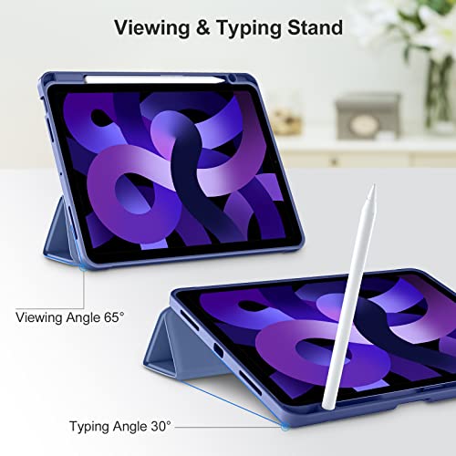 Akkerds for iPad Air 11 Inch Case M4/M3/M2,Air 5th/4th Gen 10.9,BluePurple | With Pencil Holder, for iPad Air Case 2026/2025/2024/2022/2020, Soft TPU Back, Slim Trifold Stand Cover, Auto Sleep/Wake - color: Blue purple