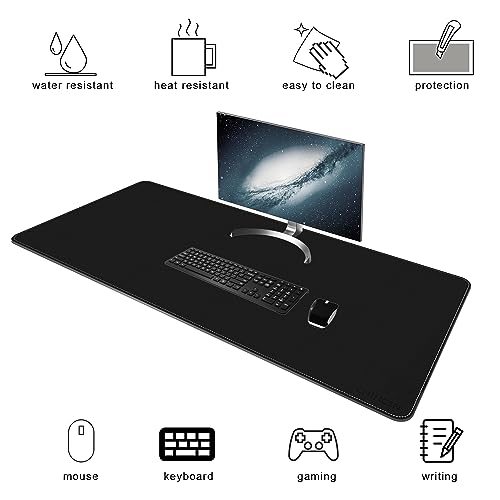 Chihein 47" x 20" 3XL PU Leather Desk Mat (Black/Gray), Dual Sided Desk Pad, Waterproof Computer Desk Bottle for Gaming, Office, Home - color: Light Gray/Black, size: 47.2" x 19.7"