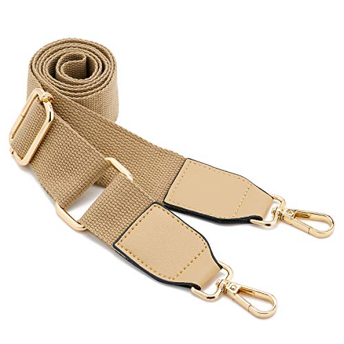 DEVPSISR Wide Shoulder Purse Strap Replacement Adjustable Belt Canvas Bag Crossbody Handbag - color: Leather Buckle-light Coffee