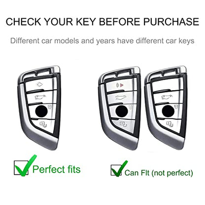 for BMW Key Fob Cover with Leather Lanyard, Car Key Fob Case Compatible with BMW 2 5 6 7 SeriesX1 X2 X3 X5 X6 Smart Key Protector Holder - style: For Bmw a