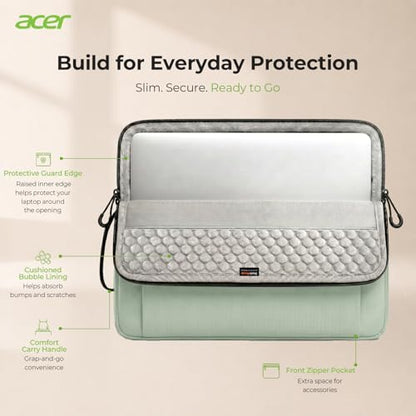 Acer 13.3-14 inch Laptop Sleeve Case Bag, Fits Most of Laptop Models-Green - color: Green, size: 14inch
