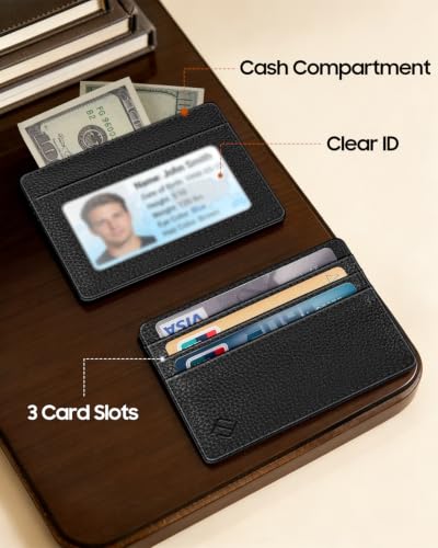 FINTIE Slim Minimalist Front Pocket Wallet RFID Blocking Credit Card Holder - color: Black