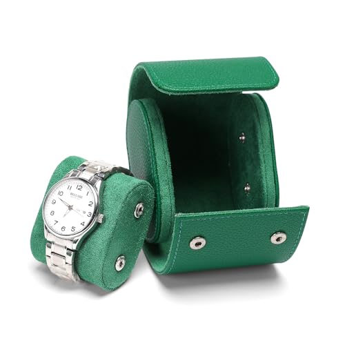 1 Slot Watch Case, Watch Roll Travel PU Leather Box, Watch Storage Case | for Men & Women, Watch Gift Box with Pillow, Portable Organizer for iWatch Smartwatches and Mechanical Watches Storage, Green - color: Green, size: 1 Slot