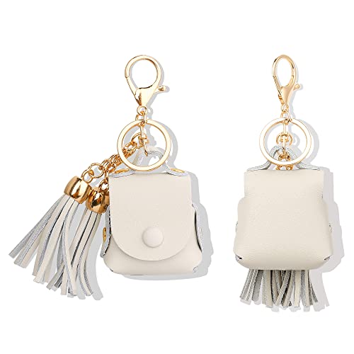 MODOS LOGICOS Charging Case Cover for Apple Air Pods, Genuine Leather Case with a Couple of Drooping Tassels for Apple AirPods 1/2 Charging Case - Beige - color: Beige(GenuineLeather)