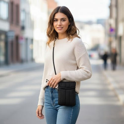 Small Crossbody Women Cell Phone Purse Wallet Bag With Shoulder Strap - color: Black-weiz