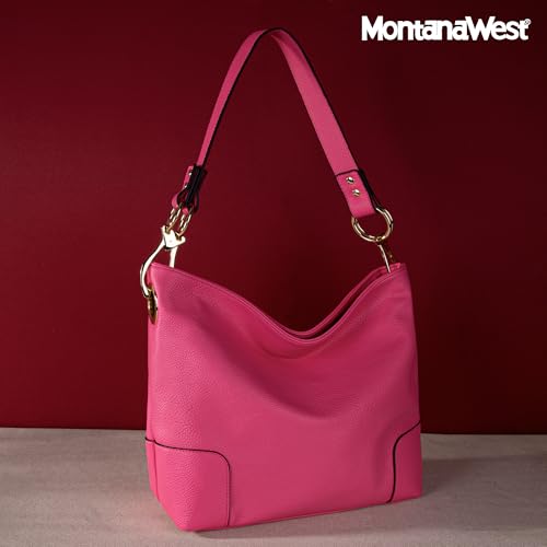 Montana West Hobo Bags for Women Top Handle Satchel Shoulder Purse Bucket Handbag - color: Special-hot Pink