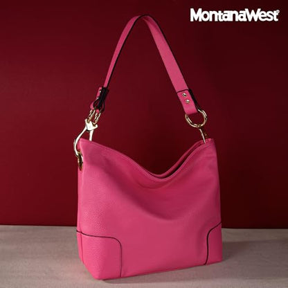Montana West Hobo Bags for Women Top Handle Satchel Shoulder Purse Bucket Handbag - color: Special-hot Pink