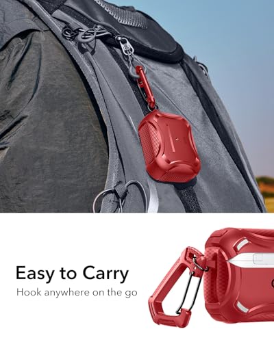 ESR for AirPods Pro 2nd Generation Case, Compatible with Airpods Pro Case 2nd/1st Gen (2023/2022/2019), Compatible with MagSafe, Powerful Drop Protection, Magnetic Lid with Cleaner Kit, Red | Compatible with Airpods Pro Case 2nd / 1st Generation (2023/202