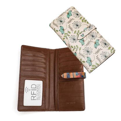 Slim Wallets for Women Credit Card Holder RFID Bifold Clutch Long Ladies Billfold Wallets with Zipper Coin Pocket ID Window Cactus - color: Cactus