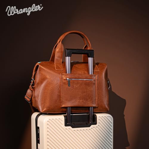 Wrangler Duffel Bag for Women Large Travel Weekender Bag Tapestry Designer Carry On Bags, Brown - color: Tapestry-Brown