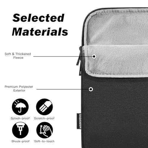 Dadanism 9-11 Inch Tablet Sleeve Bag Padded Carrying Case, Black | Fits iPad (A16) 11th Gen 11", iPad 10th Gen 10.9" Air 5/4, iPad Air M4/Pro 11", iPad 9/8/7th 10.2", Galaxy Tab A11+ Plus 11" - color: Black, size: 9-11 inch