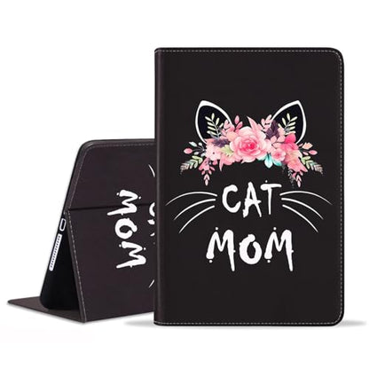 Case for Samsung Galaxy Tab S10 Lite/ S10 FE/ S9 FE 5G 10.9 Inch/ S9 11 Inch, Adjustable Stand Auto Wake/Sleep Smart Leather Cover, Floral Cat Mom - color: Floral Cat Mom