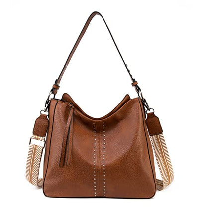 Montana West Hobo Bags for Women Top Handle Satchel Shoulder Purse Bucket Handbag - color: Guitar Strap-brown