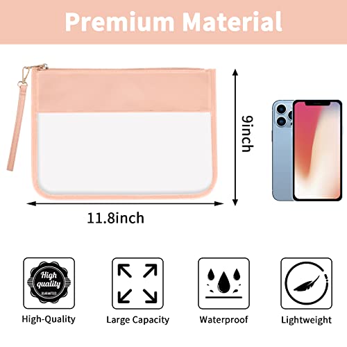 Iqimott Clear Zipper Pouch, DIY Clear Makeup Cosmetic Bag Purse for Women Girls, Chenille Letter Travel Toiletry Bag(Pink) - color: Pink