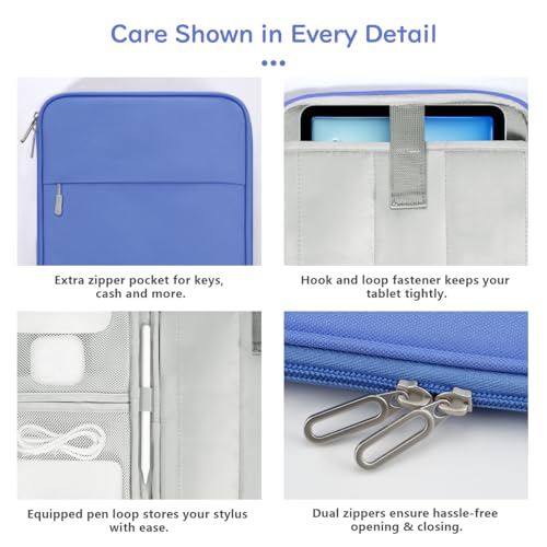 Dadanism 9-11 Inch Tablet Sleeve Padded Carrying Case, Periwinkle | Fits iPad A16 11" 2025, iPad 10th Gen 10.9", iPad Air M4/Pro M5 11", iPad Air 5/4, iPad 9/8/7th Gen, Galaxy Tab A11+ Plus 11" - color: Periwinkle, size: 9-11 inch