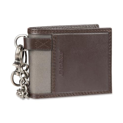 Dickies Men's RFID Everyday Leather Bifold Chain Wallet Black - color: Brown Slimfold