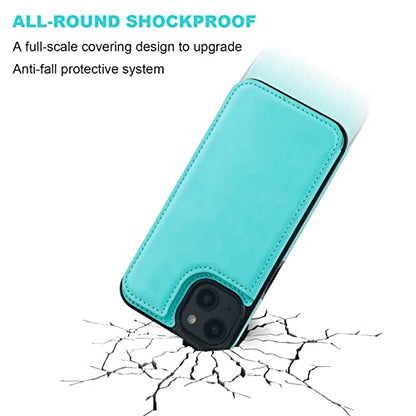 ONETOP for iPhone 14 Wallet Case with Credit Card Holder,LightBlue | Kickstand,ID/Cash Holder,Case Wallet with Card Slots,Double Magnetic Clasp,Durable PU Leather Shockproof Cover for Women Men - color: Light Blue