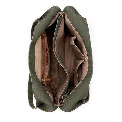 The Sak Huntley Hobo Bag - Premium Leather Women's Purse for Everyday & Travel - Handbag with Shoulder Bag Straps - color: Moss Suede