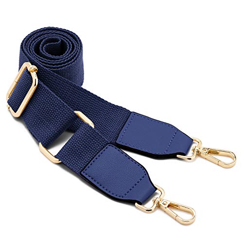 DEVPSISR Wide Shoulder Purse Strap Replacement Adjustable Belt Canvas Bag Crossbody Handbag - color: Leather Buckle-blue