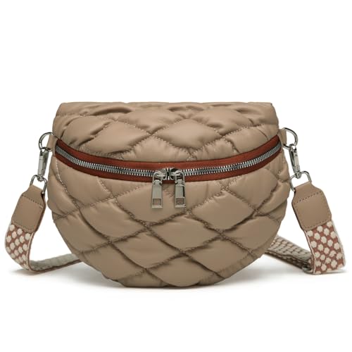 PU Leather Crossbody Bum Bags for Women Anti-theft Travel Fanny Pack - color: 096-apricot