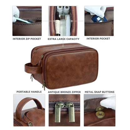 Travel Toiletry Bag for Men,Shaving Dopp Kit,Large Toiletries Organizer bag - color: Yellow Coffee
