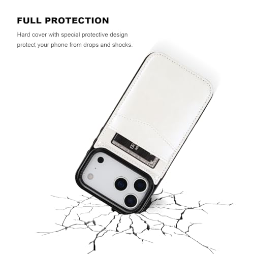 KIHUWEY for iPhone 17 Pro Max Wallet Case Card Holder Kickstand, White | Credit Card Slots, PU Leather, Magnetic Clasp, Flip Heavy Duty Protection Cover for Men - color: White