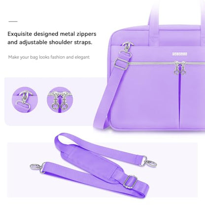 Ferkurn Laptop Bag Case Women Men Computer Bag Compatible with MacBook/HP/LG/Dell, Shoulder Strap Slim Carrying Messenger Briefcase, Purple, 17-17.3 Inch - color: Purple, size: 17-17.3 inch