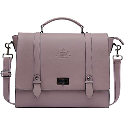 Women's 15.6 Inch Laptop Briefcase, Vintage Purple Saffiano Eco-Leather, 4 Large Compartments, 2 Slip Pockets, 1 Zip-Fastening Pocket - size: 15.6-inch