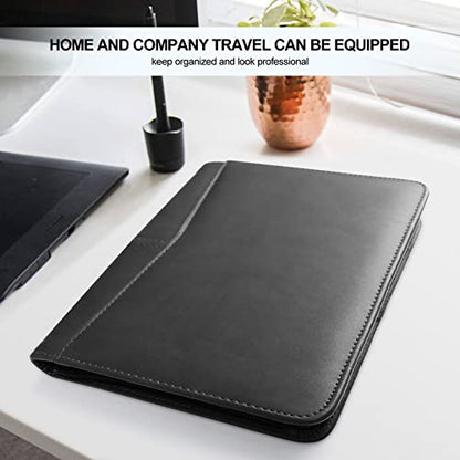 Mini Leather Zippered Padfolio Portfolio Binder 5 x 8 Legal Writing Pad, Professional Business Portfolio for Men & Women, Card Holder, Notepad Clipboard Holder (Black) - size: Black-9.5x6.5x1 inch