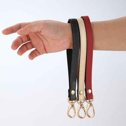 Genuine Leather Wristlet Strap - Universal Hand Lanyard Replacement - color: Gold - Black