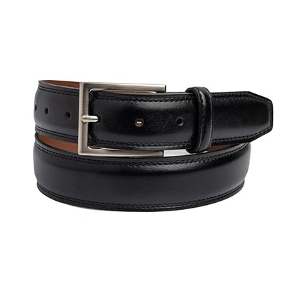 Vince Camuto Mens Belt | Double Stitch Detailing | Genuine Leather Belt - color: Black, size: 40