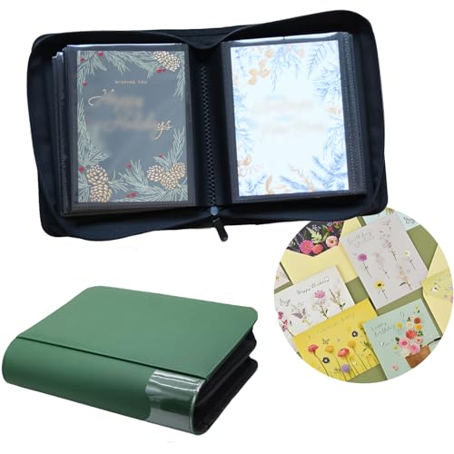 82 Pocket 5x7 Greeting Card Organizer Album,Christmas Card Book | binder for Storage protect birthday,postcard,wedding,xmas holiday card holder &display grad card keepsake gift box - color: Turquoise