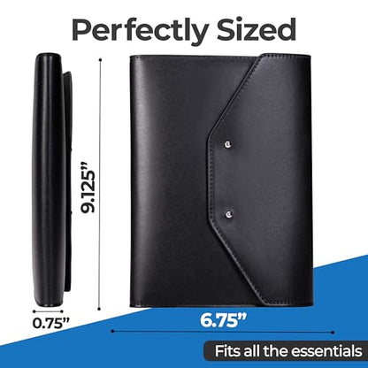 Case-it Business Padfolio | Letter Size | PAD-37-MI Black | Tycoon Mini, Letter Size Writing Pad, Tri-Fold Snap Closure, School & Office - color: Pad-37-mi-black, size: 1 Pack