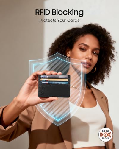 FINTIE Slim Minimalist Front Pocket Wallet RFID Blocking Credit Card Holder - color: Black