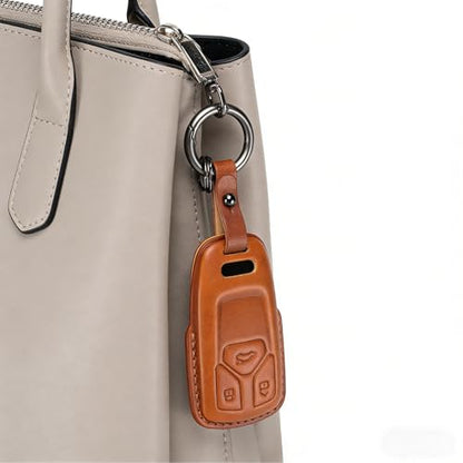 Genuine Leather Audi Key Fob Cover, Compatible with A4 Q7 Q5 TT A3 A6 SQ5 SQ7 R8 S5, 360 Protection, Brown - style: Brown