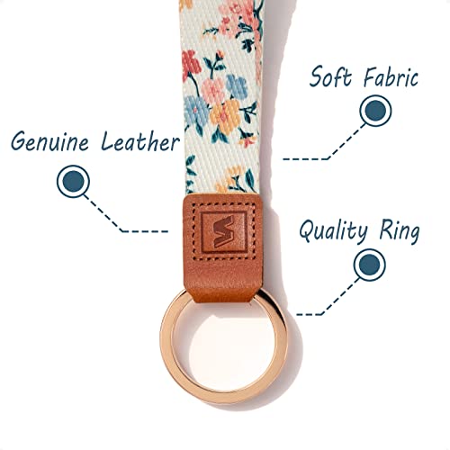 Wristlet Lanyard Strap for Keys, Original Pattern Design Wrist Keychain Holder - color: 203-flowers