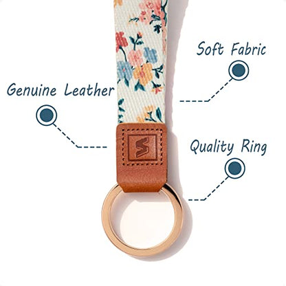 Wristlet Lanyard Strap for Keys, Original Pattern Design Wrist Keychain Holder - color: 203-flowers