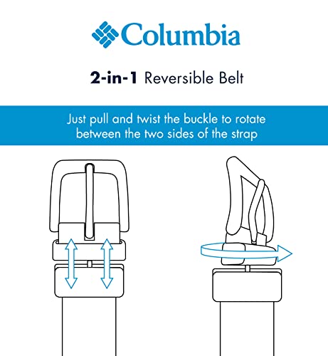 Columbia Men's 2-in-1 Reversible Casual Leather Belt – Versatile Everyday Style, Dual-sided Strap - color: Black/Black Canvas, size: Medium (34-36)