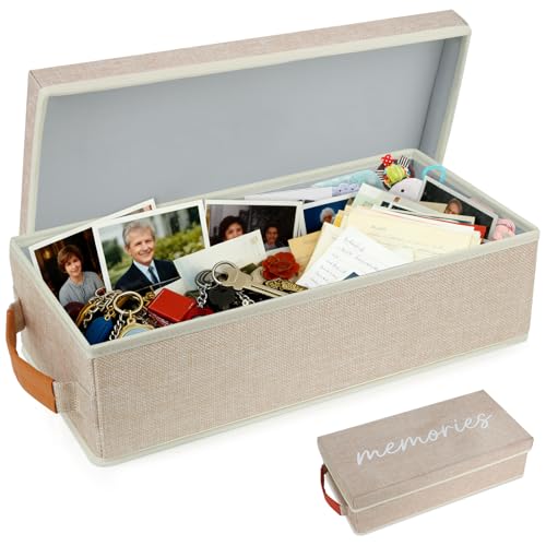 Lukeline Memory Box for Keepsake, Decorative Keepsake Bin with Handles,Memory Box Keepsakes Gift for Anniversary, Wedding, Birthday, Valentines Day (Medium) - size: Medium