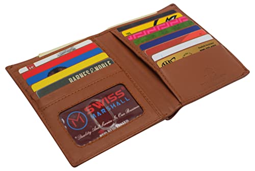 MARSHAL Extra Capicity RFID Blocking Bifold Hipster Credit Card Wallet Premium Leather (CN Tan) - color: CN Tan