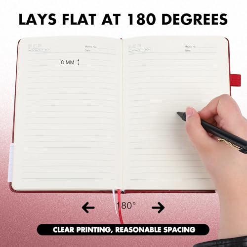 Aodaer 30 Set Lined Notebook Journals with Pens A5 Notebooks 100 GSM College Ruled Hardcover Notebook PU Leather Notepad with Pen Holder for Office School, 5.7 x 8.3 Inches, Burgundy - color: Burgundy