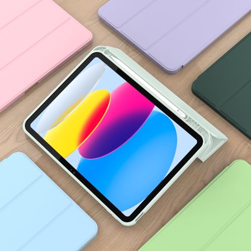 ToaPoia Case for iPad (A16) 11 Inch 2025/iPad 10th Generation 10.9 Inch 2022, Slim Trifold Stand Protective Cover with Pencil Holder and Soft TPU Back,Support Auto Sleep/Wake (Light Green) - color: Light Green