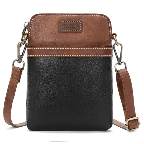 SENDEFN Cell Phone Purses for Women Small Crossbody Bag Shoulder Handbag with Adjustable Strap - color: A04-black Brown