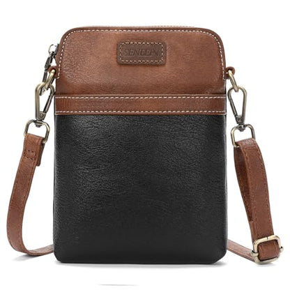 SENDEFN Cell Phone Purses for Women Small Crossbody Bag Shoulder Handbag with Adjustable Strap - color: A04-black Brown