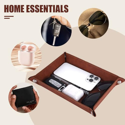To My Dad Gifts,Leather Tray Engraved Personalized Gifts Unique Dad Birthday Gifts from Daughter Son,Valet Tray Desktop Storage Organizer (I know DAD) - color: I Know Dad