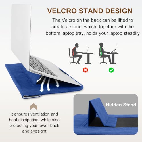 15-16 Inch Laptop Sleeve Case with Stand for MacBook Air 15 - Blue | Leather Bag with Small Case Compatible with MacBook Pro 16/15 M5 M4 M3 M2 M1 Pro/Max, 15" Surface Laptop/HP Dell ASUS - color: Blue, size: 15-16 Inch