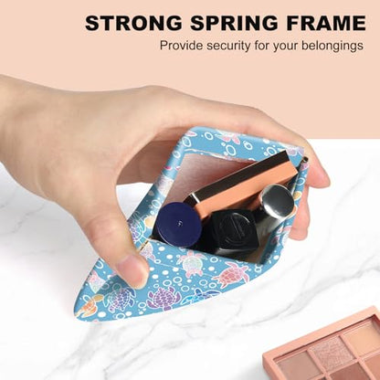 2Pcs PU Leather Small Squeeze Coin Purse Pouch Mini coin Bag Unique And Cute Wallet Cosmetic Bags Change Bag For Women Girls Men Colorful Turtle Pattern - color: Colorful Turtle Pattern